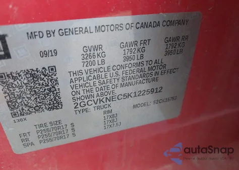 2019 Chevrolet Silverado 1500 Ld Wt из США, поврежденный, VIN 2GCVKNEC5K1225912